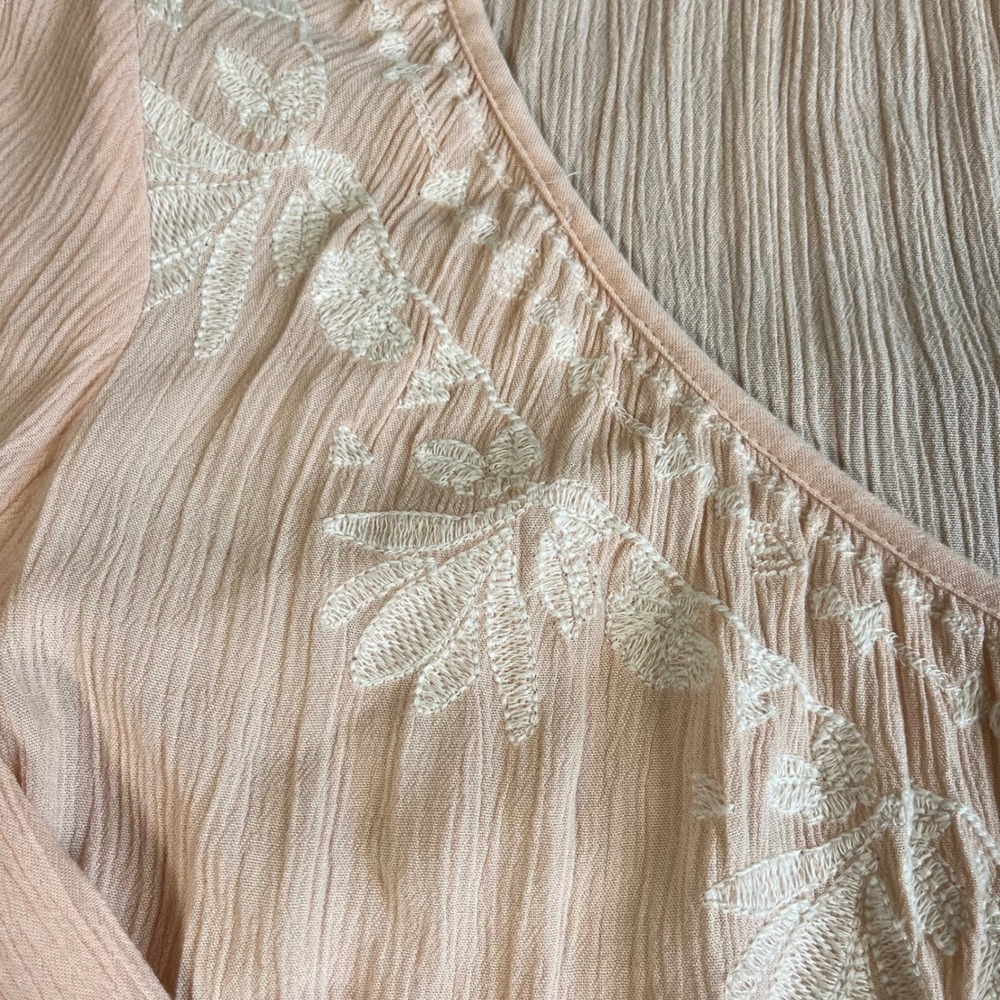 ONeill Light Pink Embroidered Boho Lightweight Mini Beach Dress Sz L - Picture 4 of 12